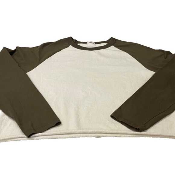 John Galt California Cropped Lng Slve Womens Colorblock Tshirt; Brown/Cream; M/L - Picture 1 of 5